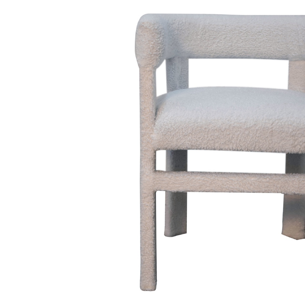 Artisan Furniture Solid Wood White Boucle Occasional Chair