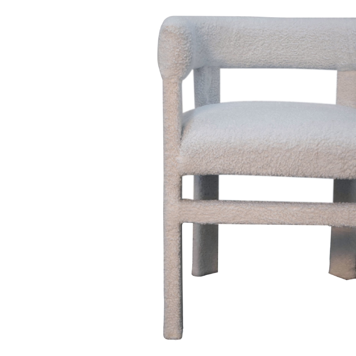 Artisan Furniture Solid Wood White Boucle Occasional Chair