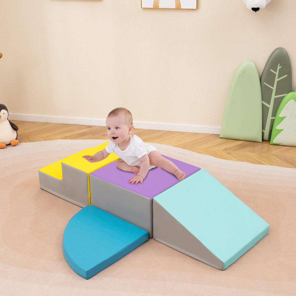4-Piece Climb and Crawl Foam Block Play Set for Infant Baby-Colourful