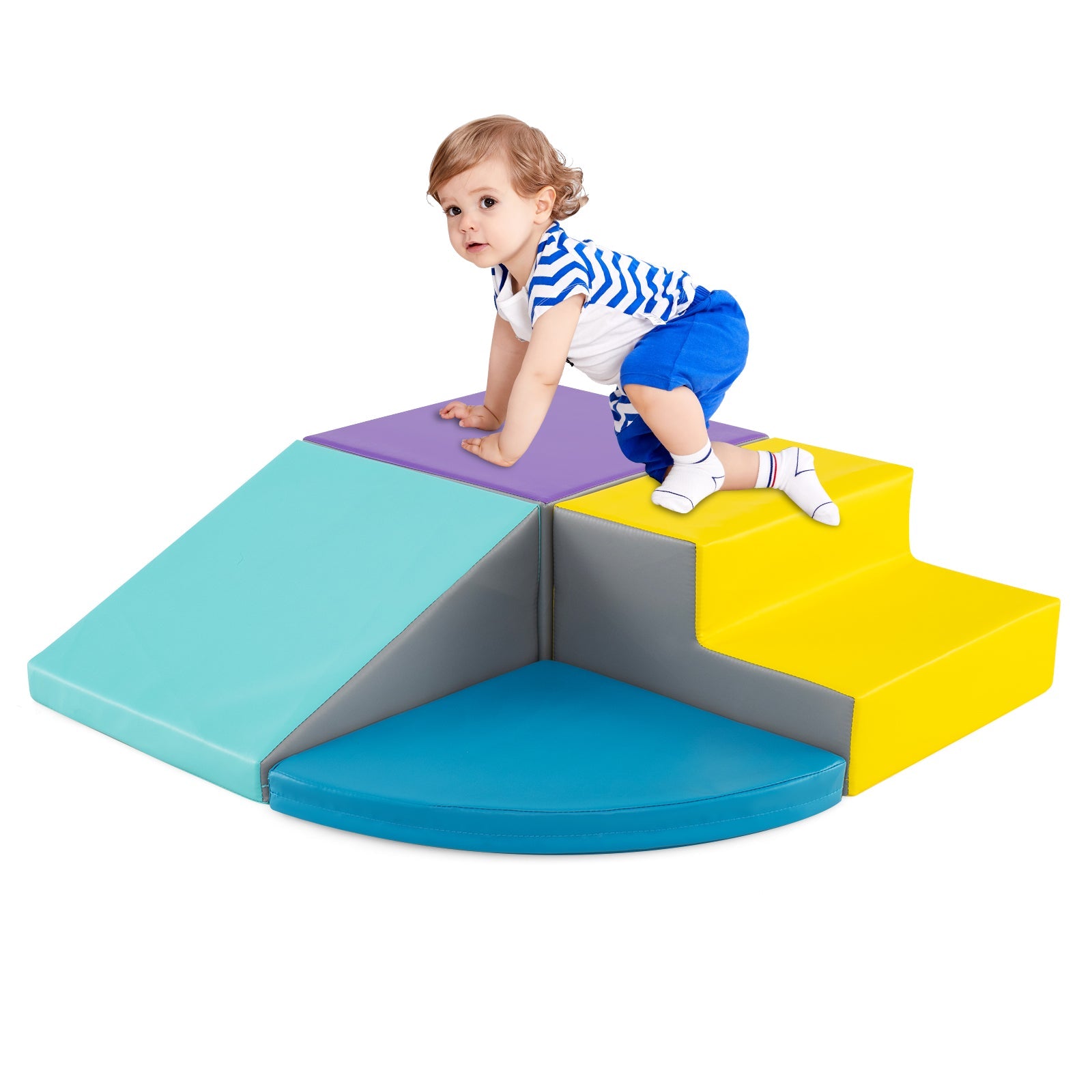 4-Piece Climb and Crawl Foam Block Play Set for Infant Baby-Colourful