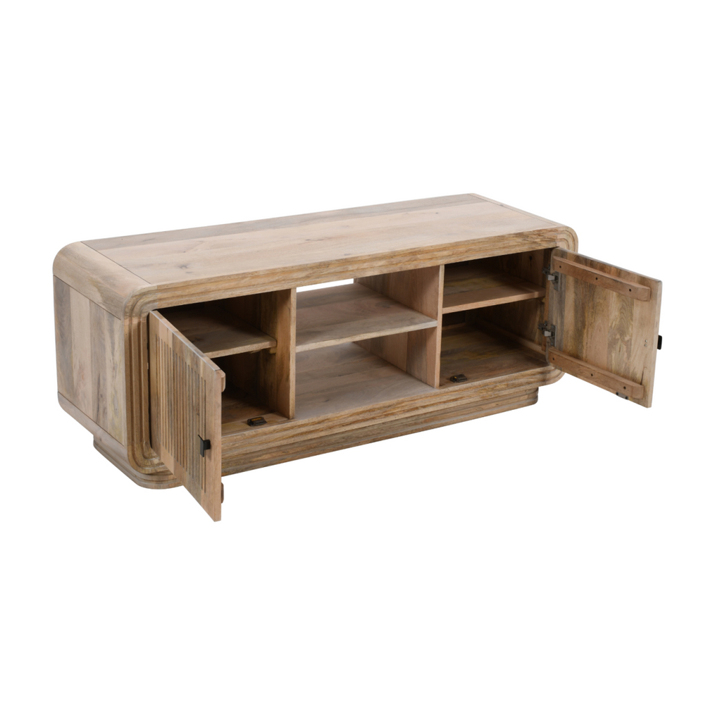 Hudson Carved Mango Wood 2 Doors Tv Cabinet