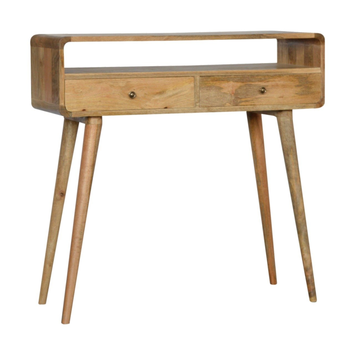 Artisan Furniture Solid Wood Curved Oak-ish Console Table