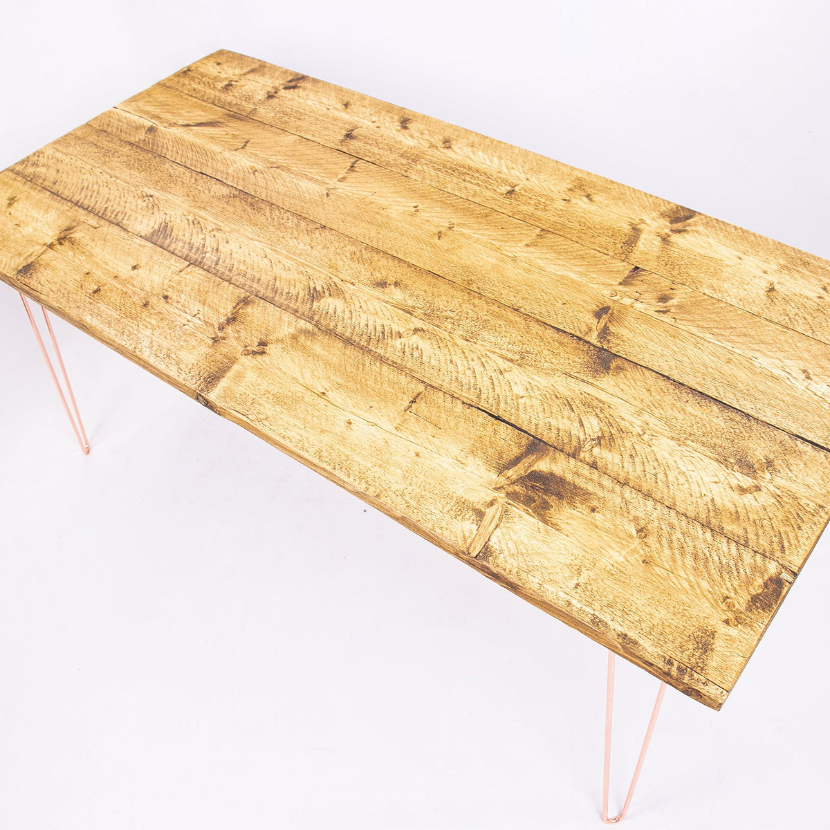 4-8 Seater dining Table Set - Rose Gold Steel Legs & Benches
