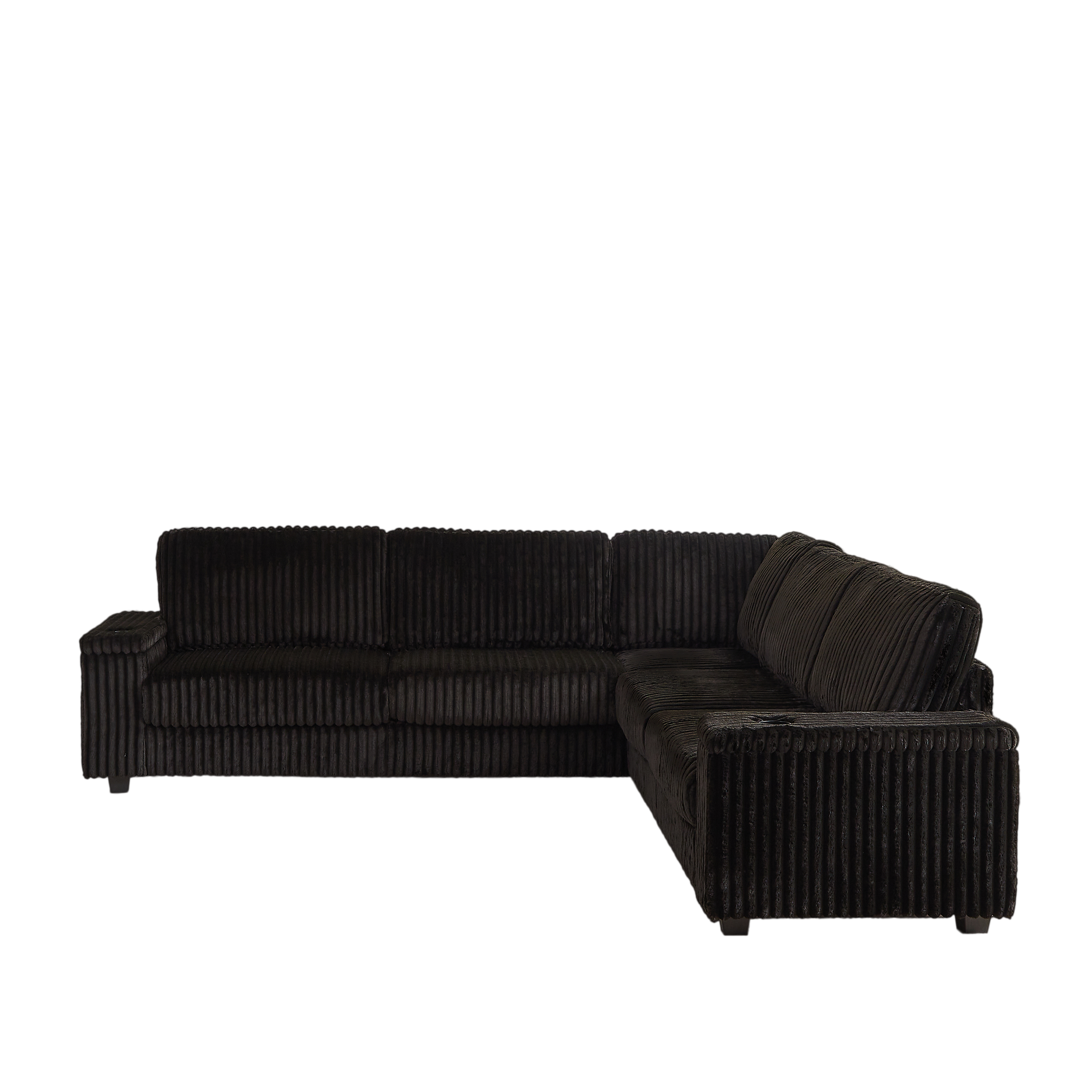 110-Inch Oversized Corduroy Corner Sofa,L Shaped With Storage & USB