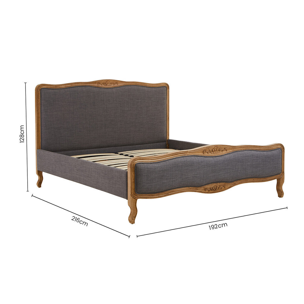 Grey Fabric Super Kingsize Bed | Parkside