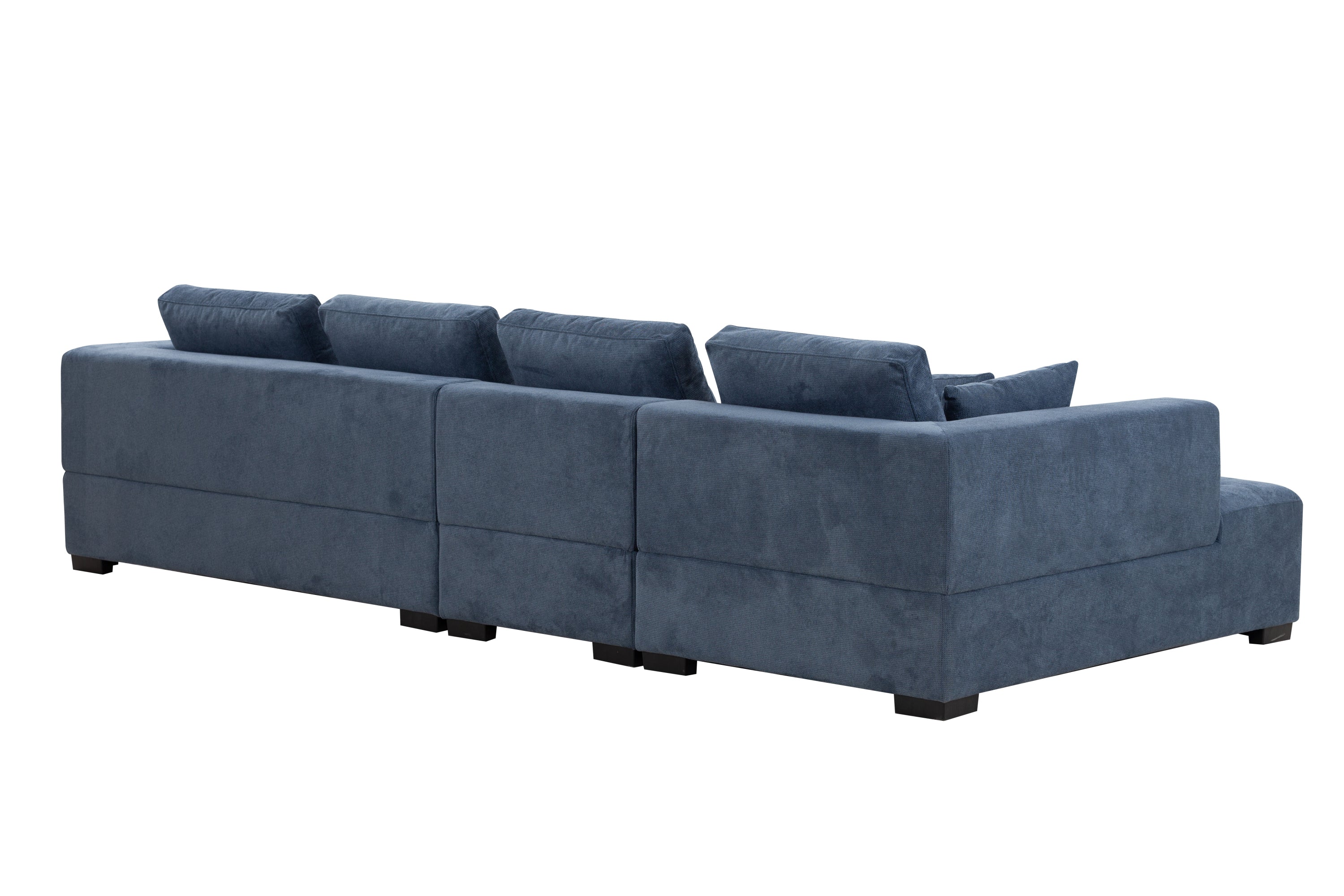 134'' Mid Century Modern Sofa With Left Chaise for Living Room Sofa, BLUE