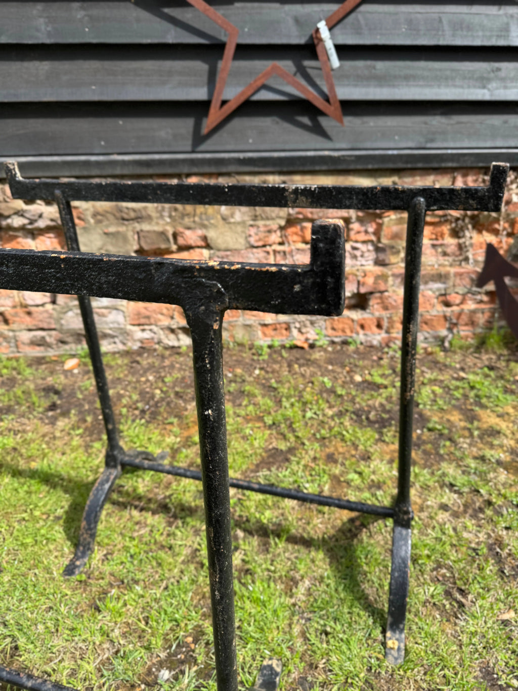 Pair Antique Cast Iron Trestle Table Bases Industrial Garden Table Legs