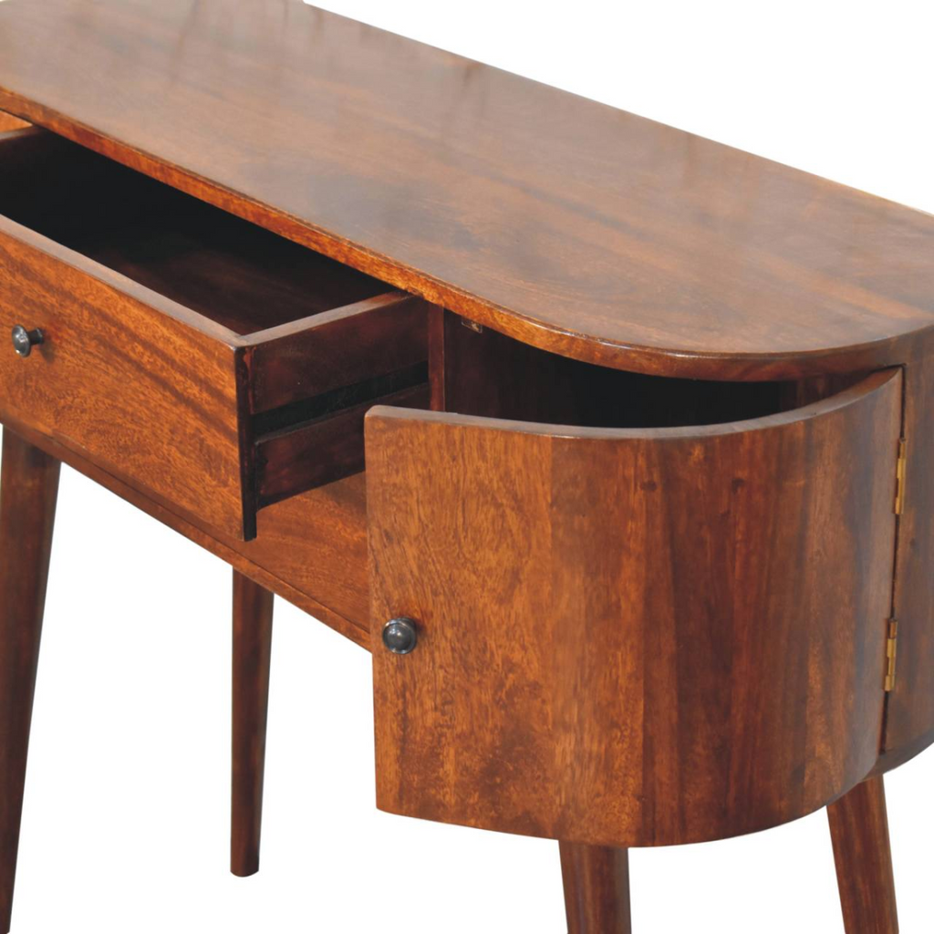 Artisan Furniture Solid Wood Grove Chestnut Console Table, Brown, 2 Drawers and 2 Side Cabinets