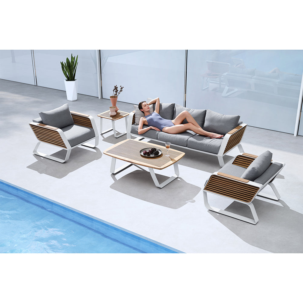 HIGOLD Wing Aluminum Teak Patio Sofa for 5 - Series 2049