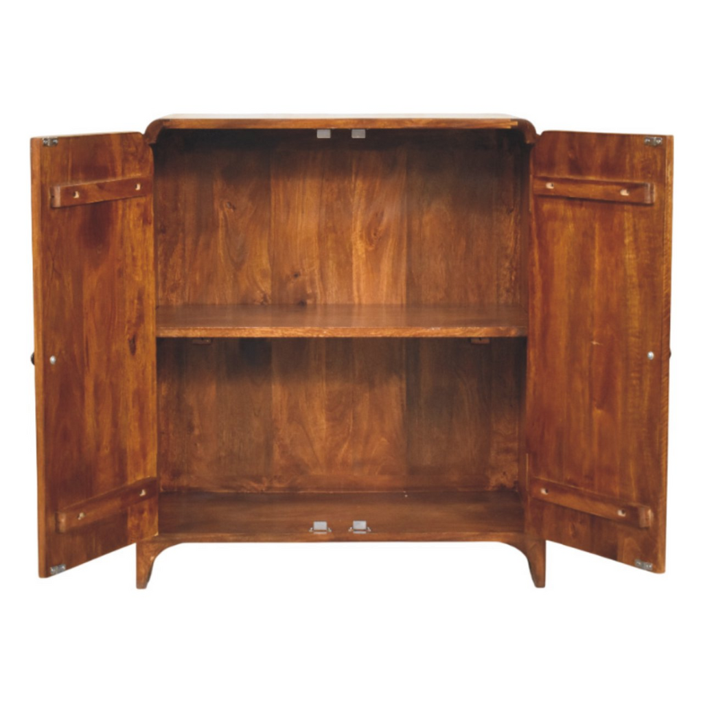 Artisan Furniture Solid Wood Newton Chestnut Cabinet, Double-Door Storage, Dark Brown