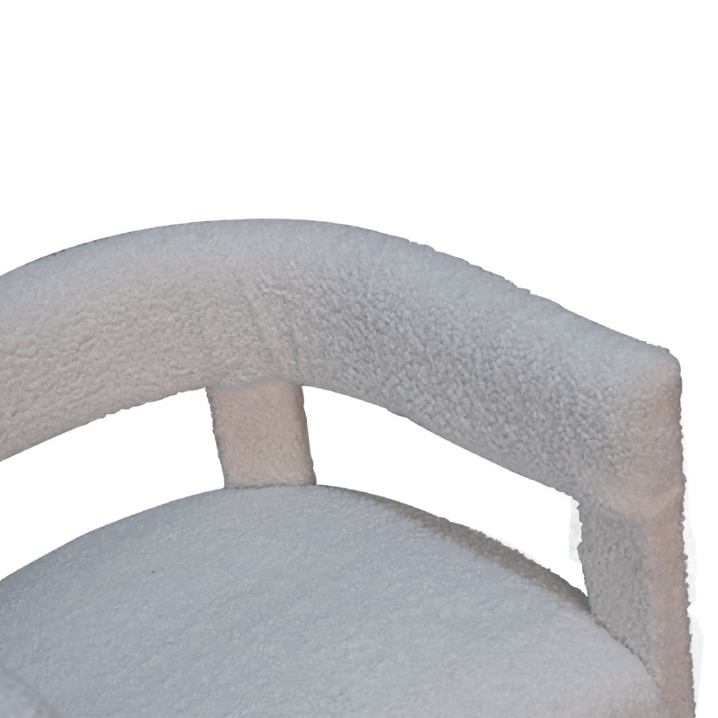 Artisan Furniture Solid Wood White Boucle Occasional Chair
