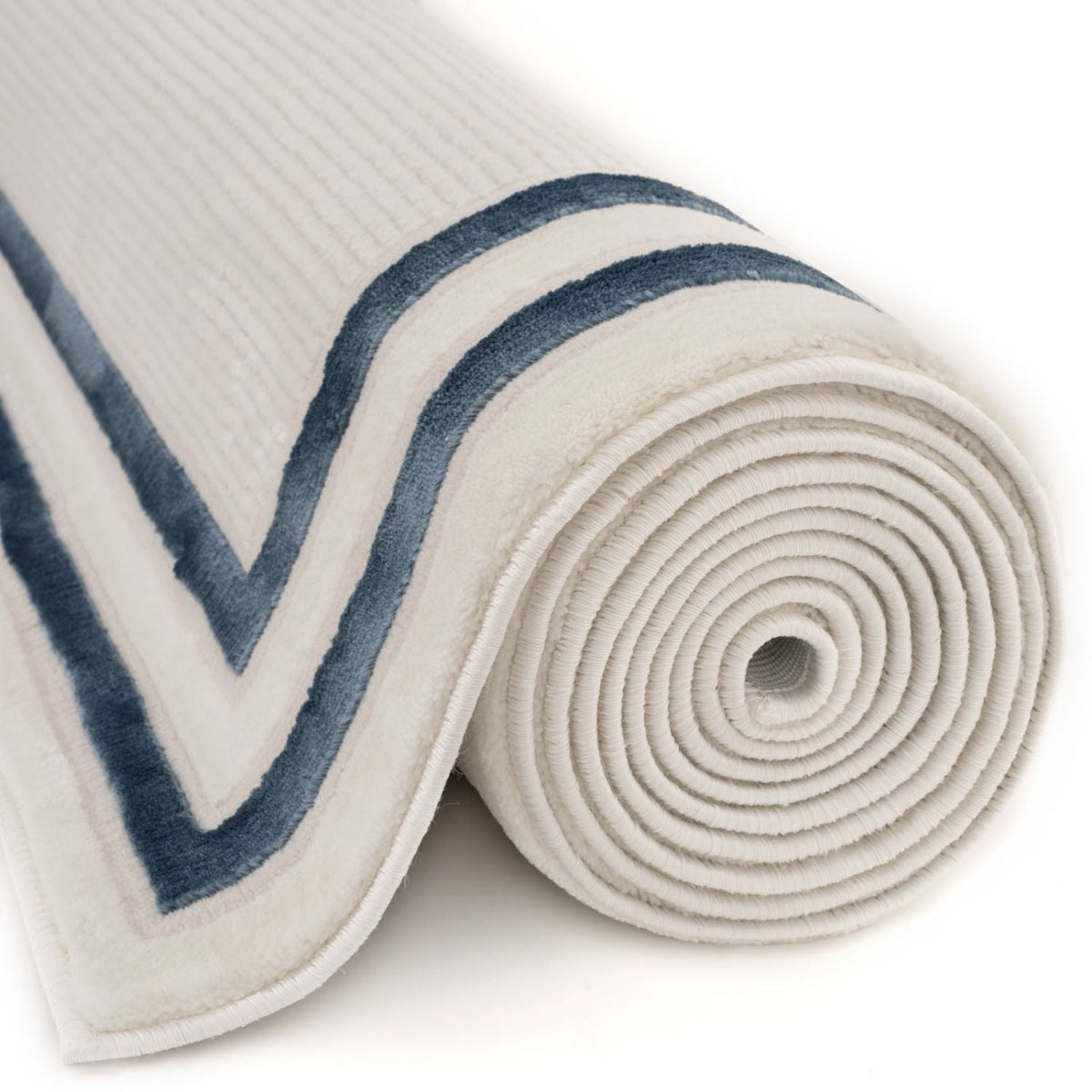 Carmel Cream-Blue Bordered Rug | 6060