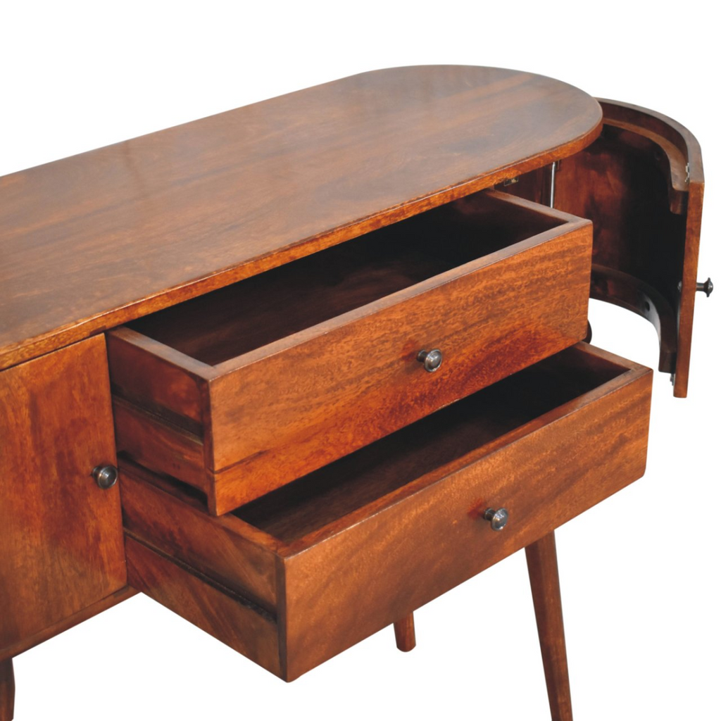 Artisan Furniture Solid Wood Grove Chestnut Console Table, Brown, 2 Drawers and 2 Side Cabinets