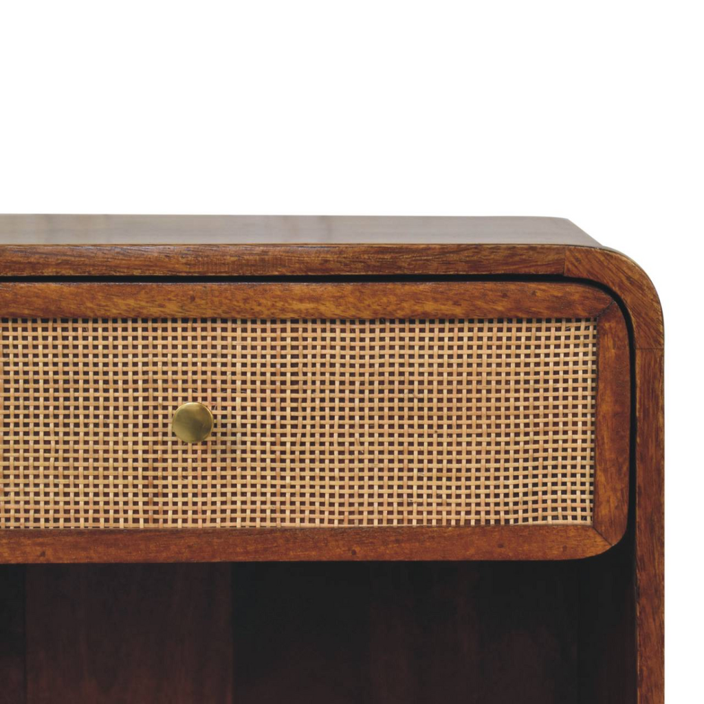 Artisan Furniture Solid Wood Chestnut Open Woven Bedside
