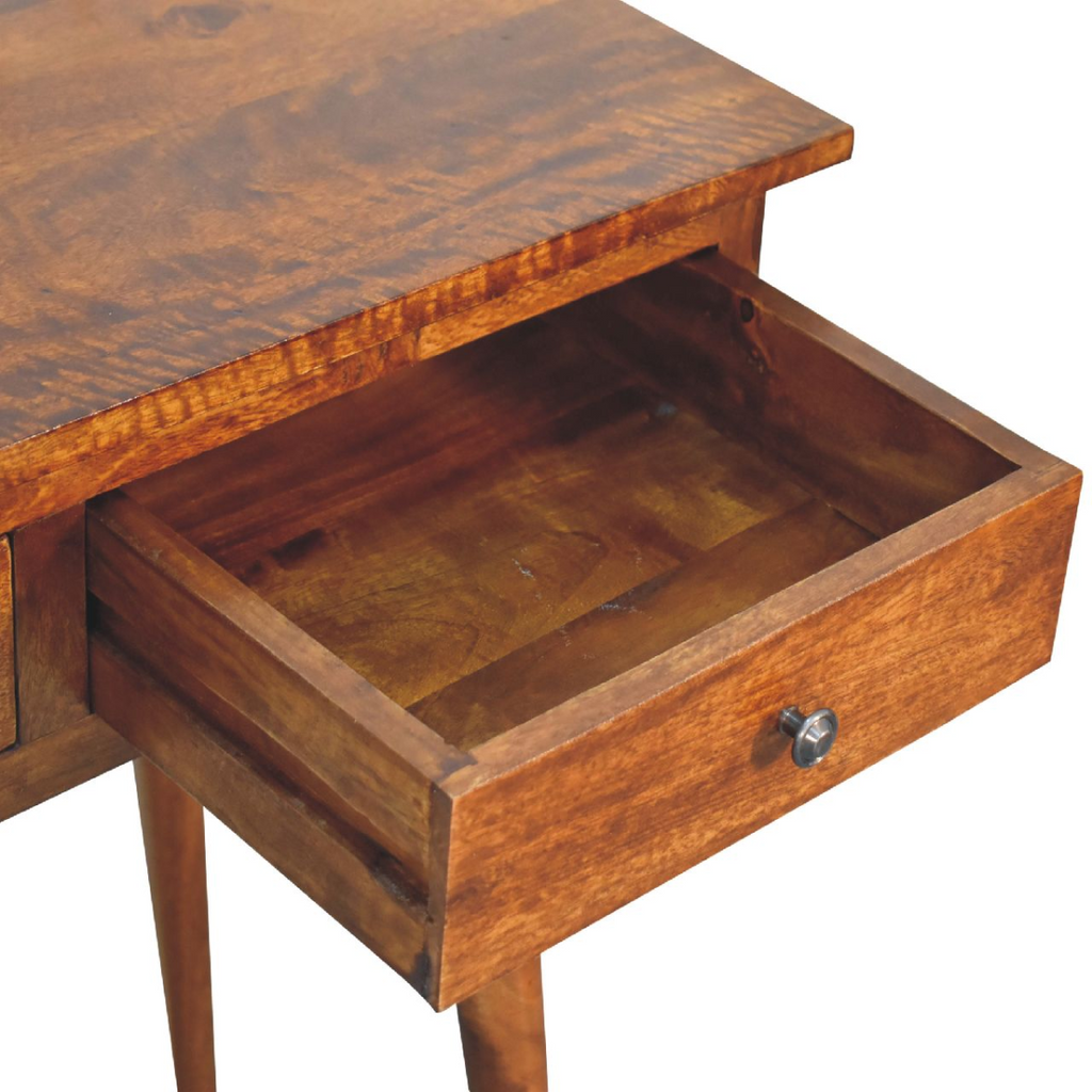 Artisan Furniture Solid Wood Large 3 Drawer Chestnut Console, Dark Brown