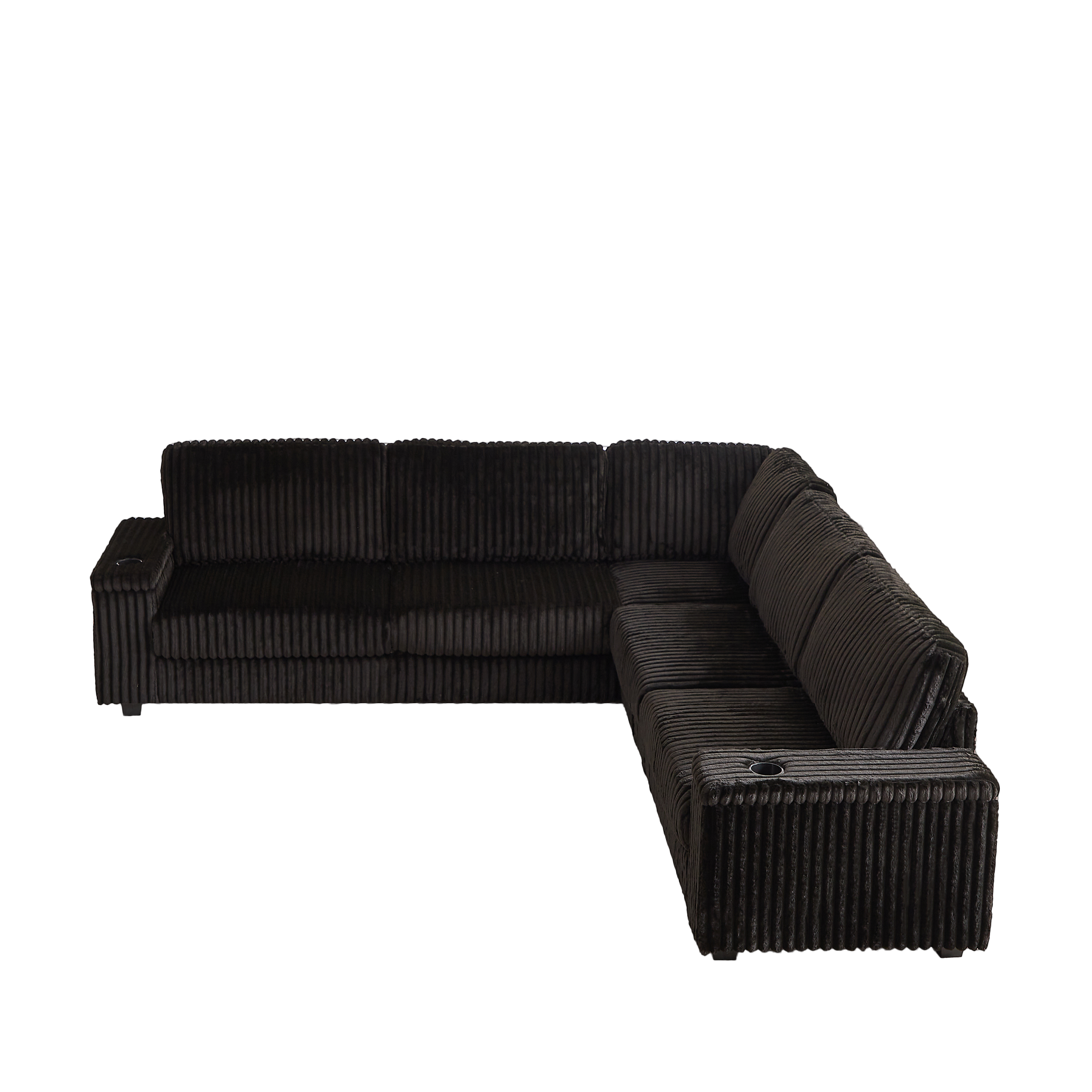 110-Inch Oversized Corduroy Corner Sofa,L Shaped With Storage & USB
