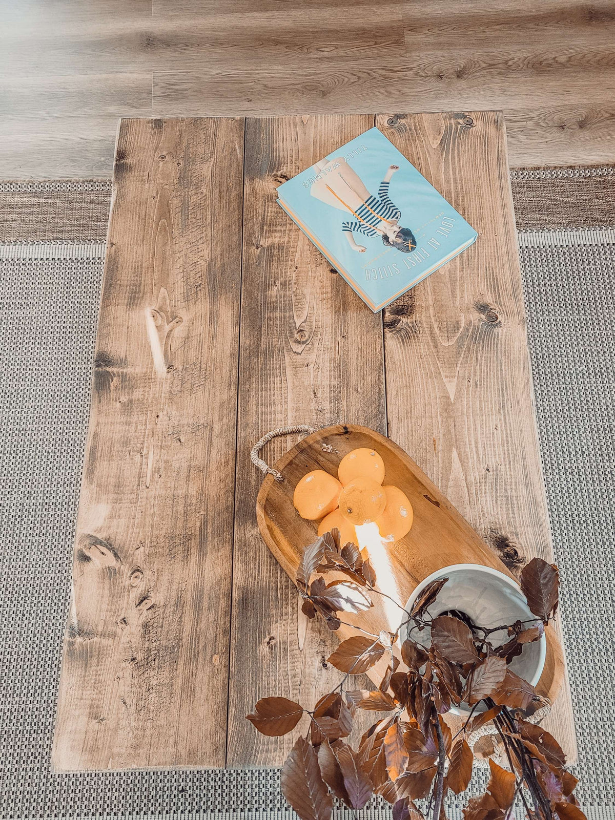 ARBA Rustic Wooden Coffee Table With Shelf