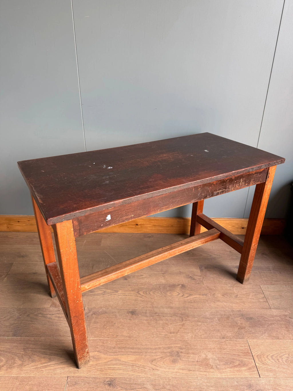 Vintage School Lab Bench Iroko Top Beech Frame Kitchen Island Prep Table Desk