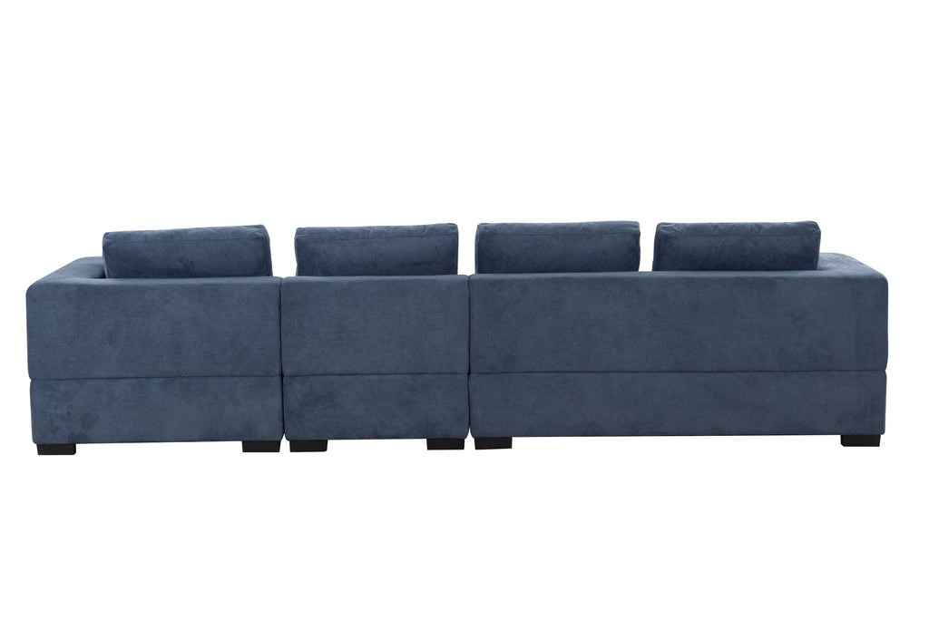 134'' Mid Century Modern Sofa With Left Chaise for Living Room Sofa, BLUE
