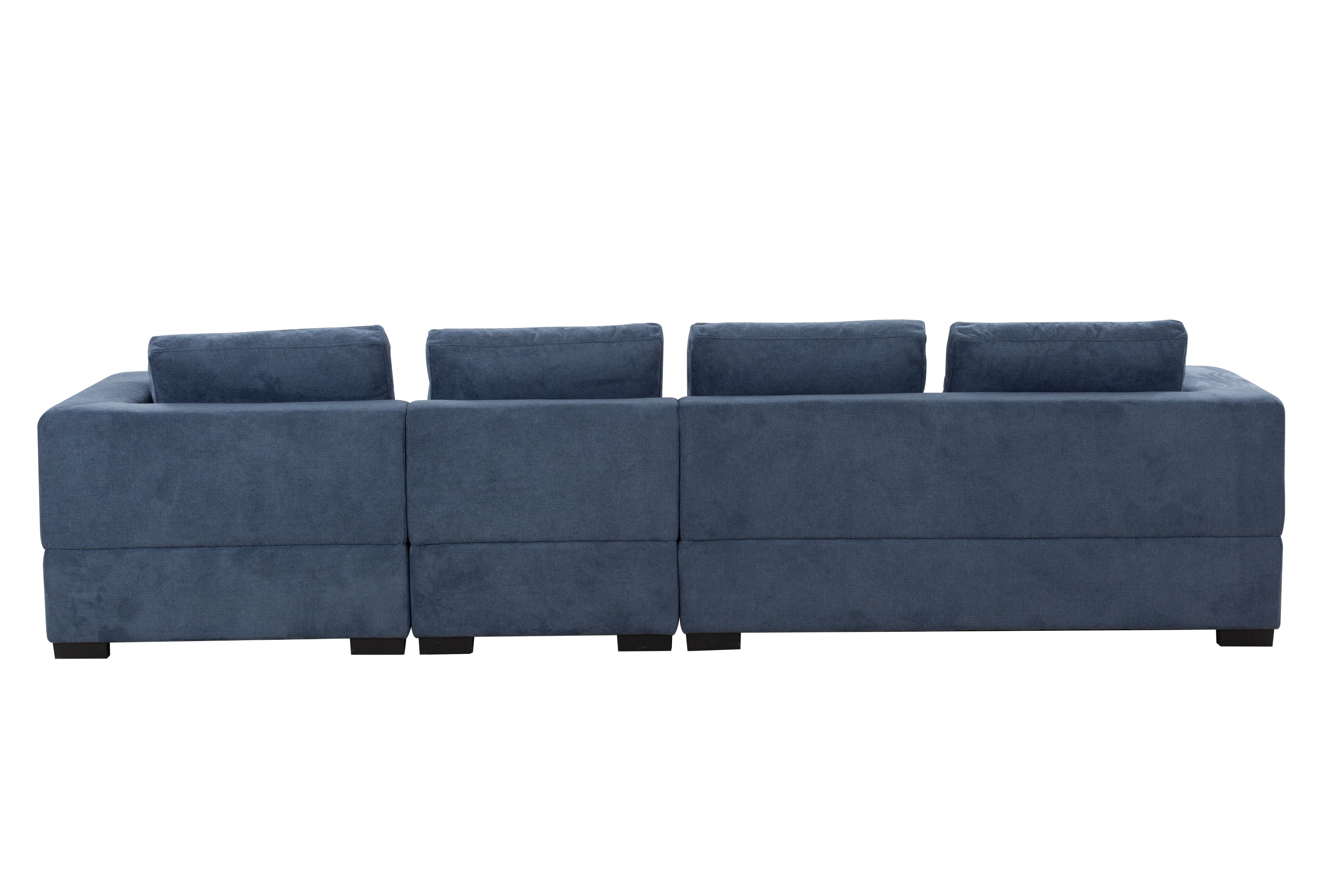 134'' Mid Century Modern Sofa With Left Chaise for Living Room Sofa, BLUE