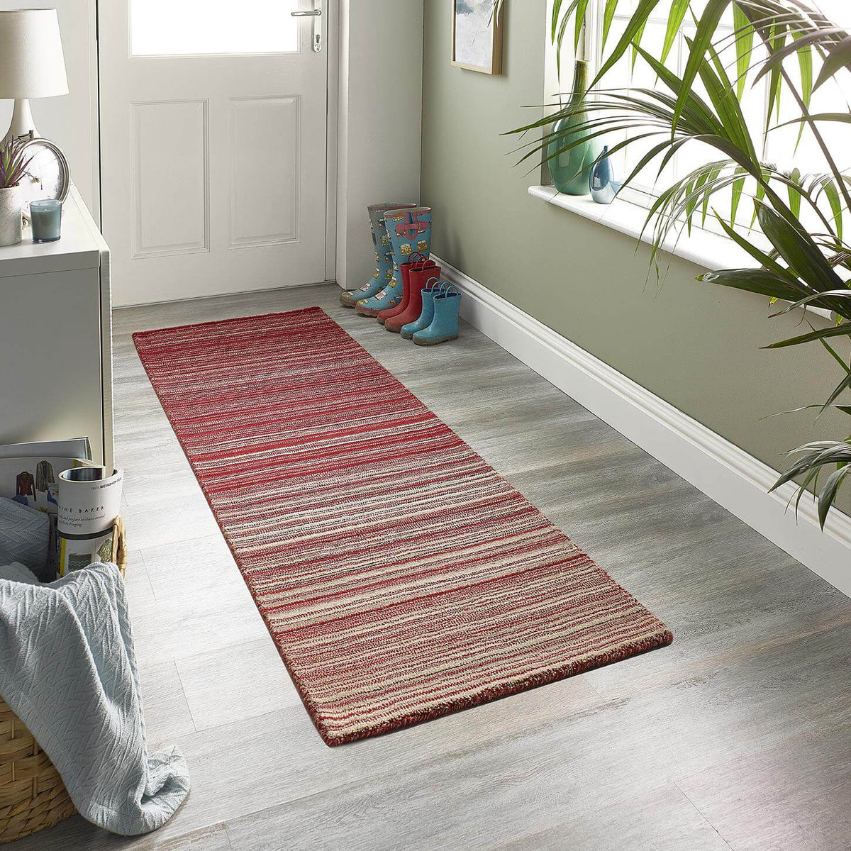 Fine Stripes Red Wool Rug