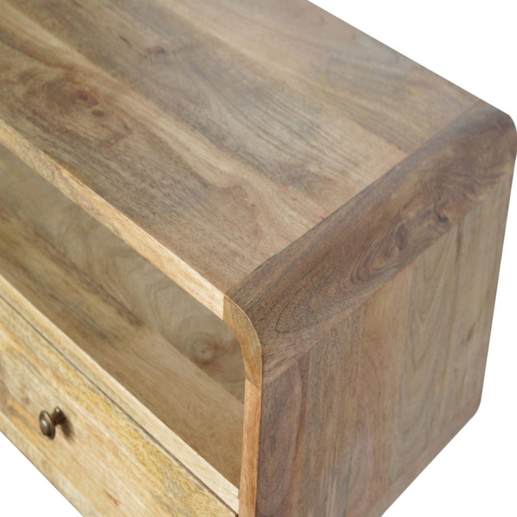 Artisan Furniture Solid Wood Curved Oak-ish Console Table