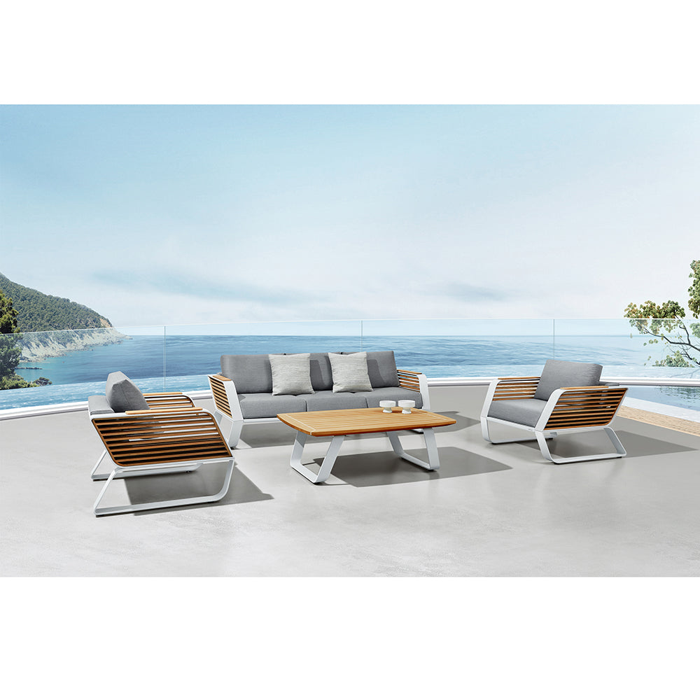 HIGOLD Wing Aluminum Teak Patio Sofa for 5 - Series 2049