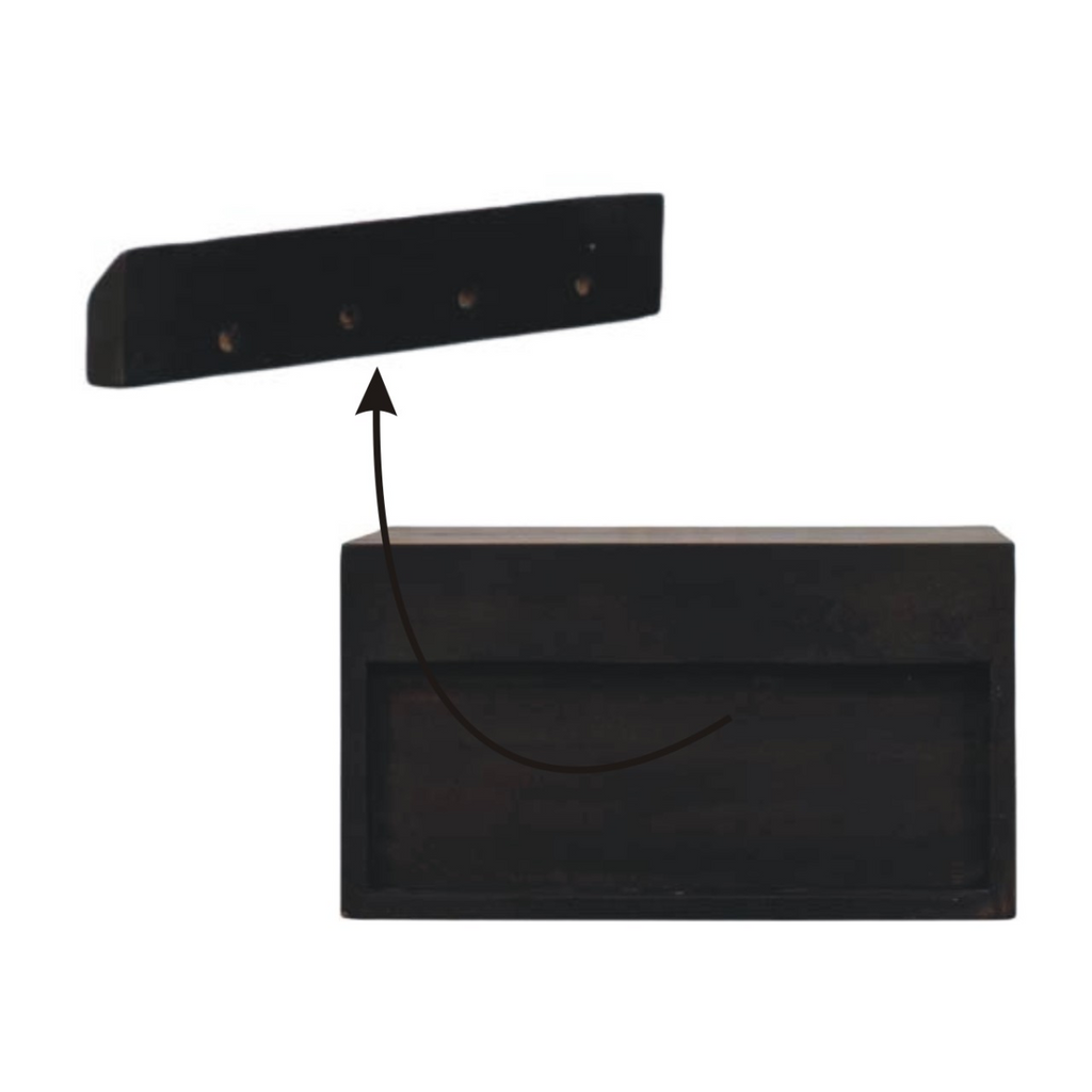 Artisan Furniture Solid Wood Arno Wall-Mounted Nightstand, 1 Drawer, 1 Shelf, Dark Brown