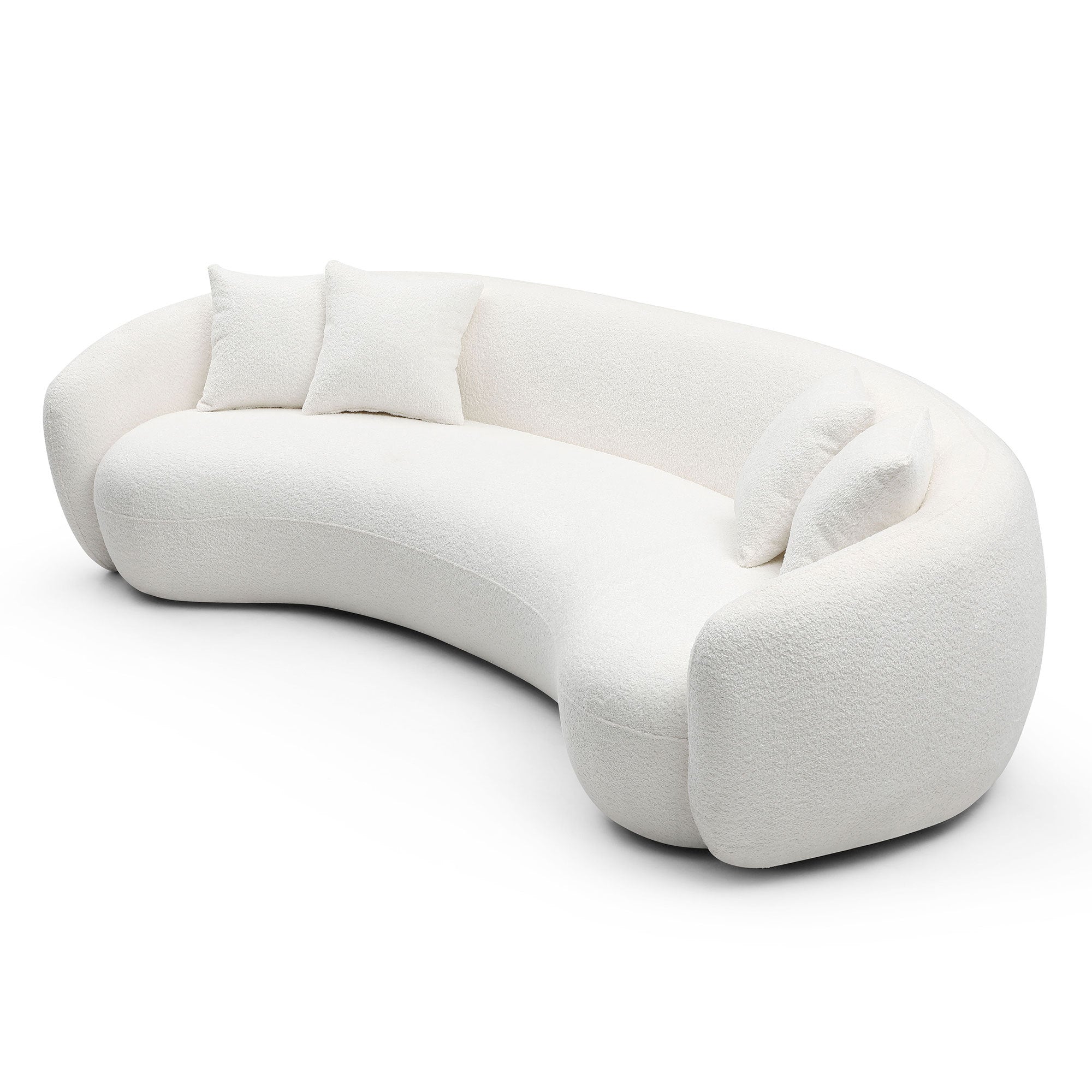 102'' 5-Seater Boucle Sofa Modern Sectional Half Moon Leisure Couch Teddy Fleece