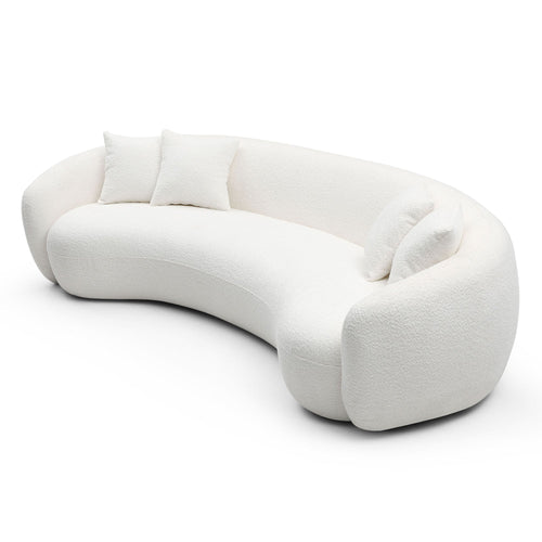 102'' 5-Seater Boucle Sofa Modern Sectional Half Moon Leisure Couch Teddy Fleece