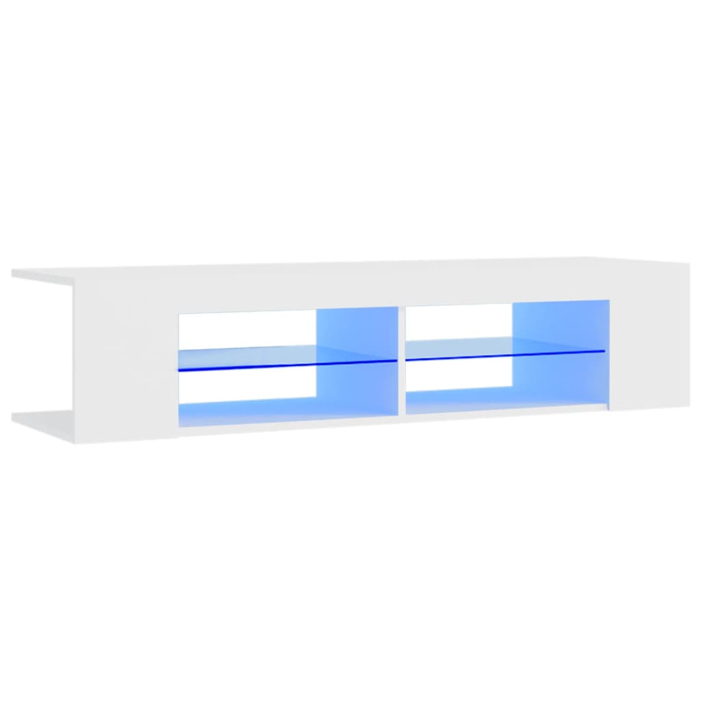 Modern Wooden TV Tele Stand Unit Cabinet With LED Lights & Storage Shelf