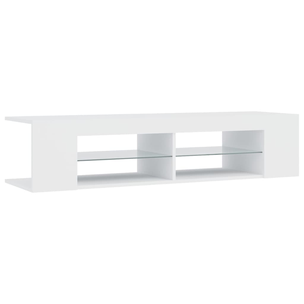 Modern Wooden TV Tele Stand Unit Cabinet With LED Lights & Storage Shelf