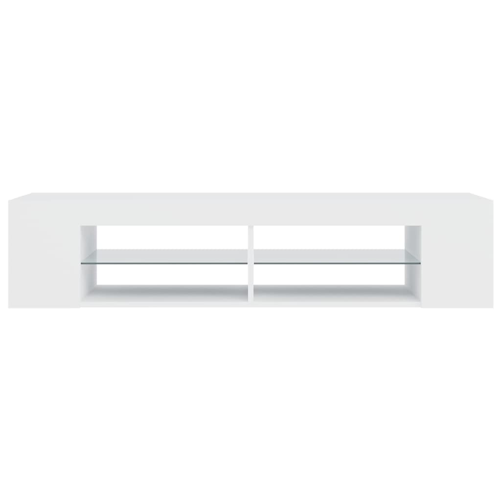 Modern Wooden TV Tele Stand Unit Cabinet With LED Lights & Storage Shelf