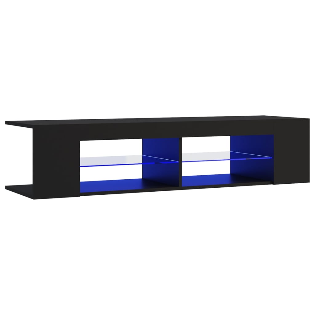 Modern Wooden TV Tele Stand Unit Cabinet With LED Lights & Storage Shelf