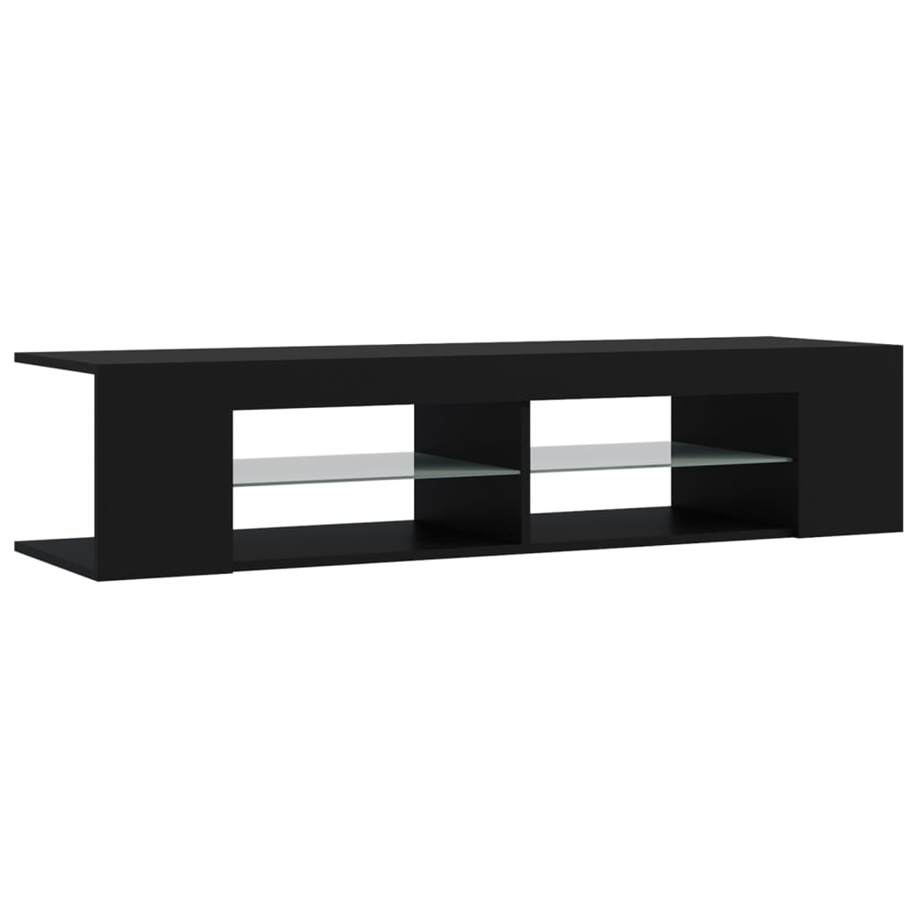 Modern Wooden TV Tele Stand Unit Cabinet With LED Lights & Storage Shelf