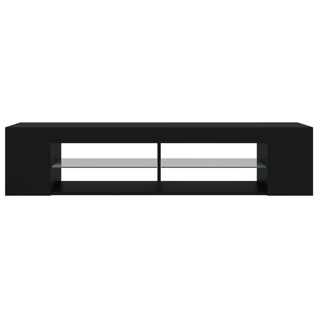 Modern Wooden TV Tele Stand Unit Cabinet With LED Lights & Storage Shelf