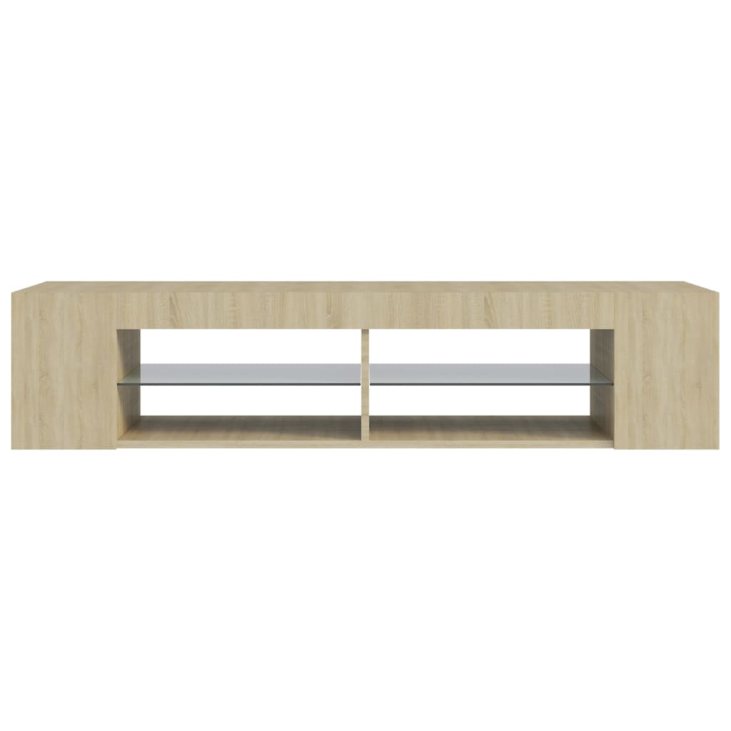 Modern Wooden TV Tele Stand Unit Cabinet With LED Lights & Storage Shelf