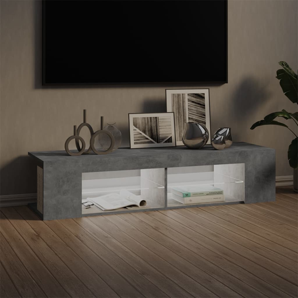 Modern Wooden TV Tele Stand Unit Cabinet With LED Lights & Storage Shelf