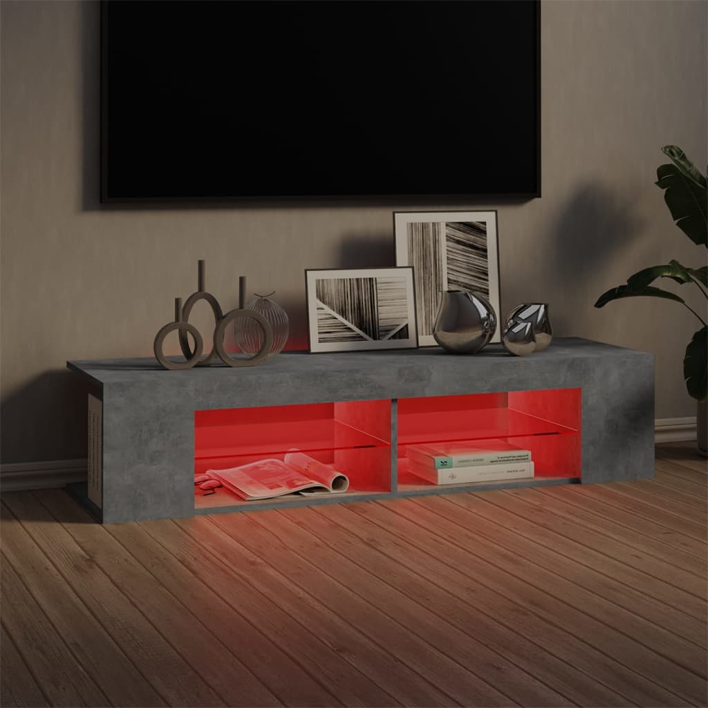 Modern Wooden TV Tele Stand Unit Cabinet With LED Lights & Storage Shelf