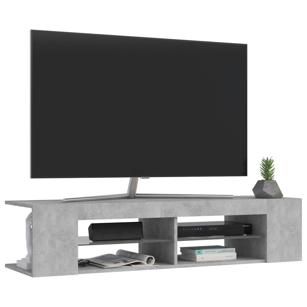 Modern Wooden TV Tele Stand Unit Cabinet With LED Lights & Storage Shelf