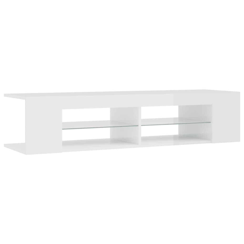 Modern Wooden TV Tele Stand Unit Cabinet With LED Lights & Storage Shelf