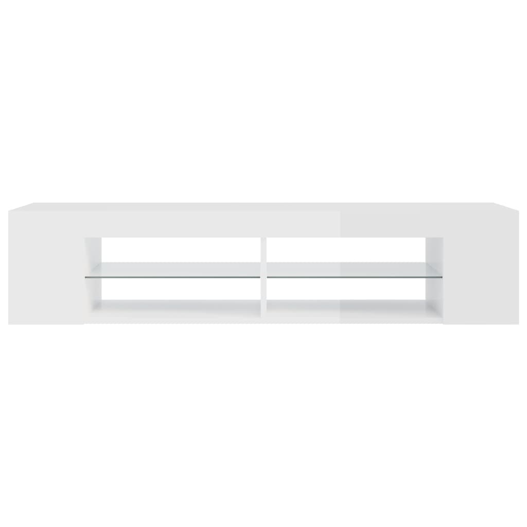 Modern Wooden TV Tele Stand Unit Cabinet With LED Lights & Storage Shelf