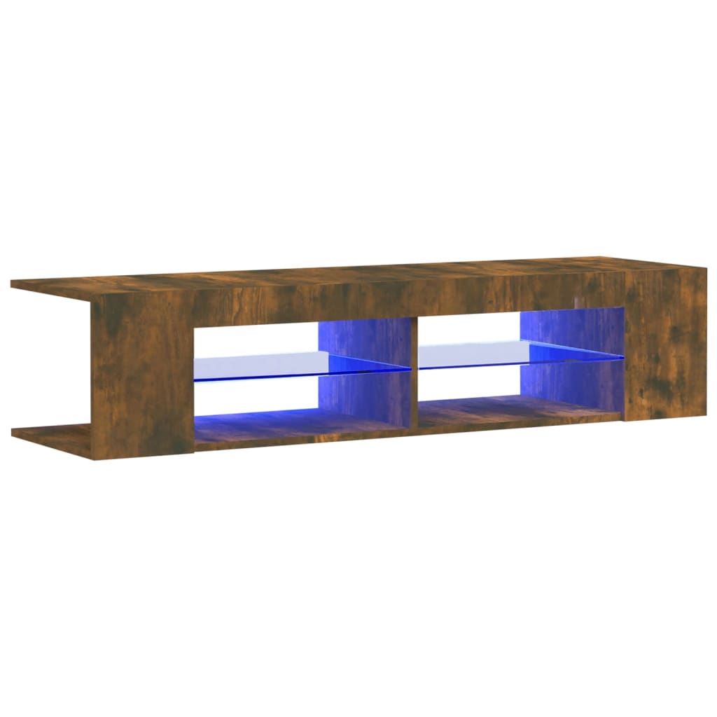 Modern Wooden TV Tele Stand Unit Cabinet With LED Lights & Storage Shelf