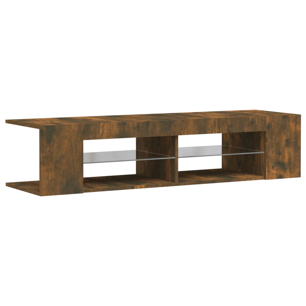 Modern Wooden TV Tele Stand Unit Cabinet With LED Lights & Storage Shelf