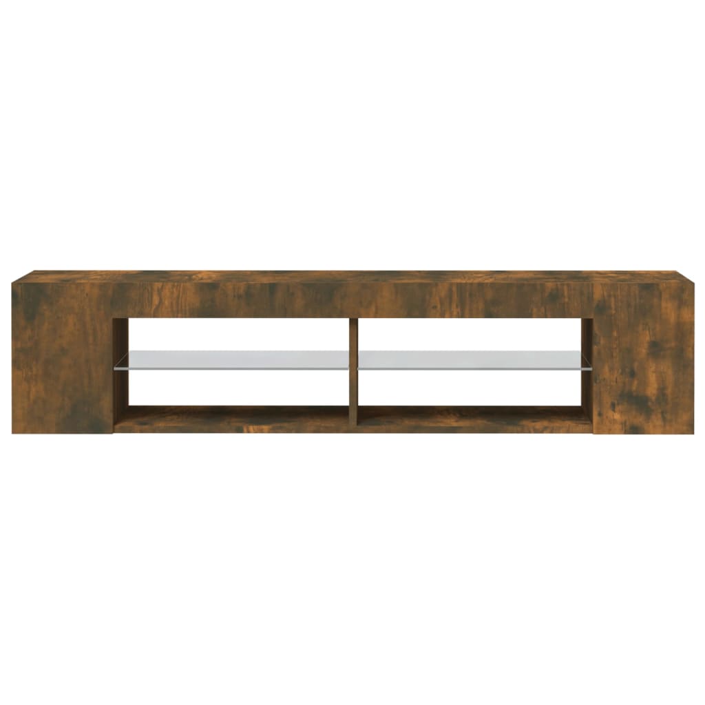 Modern Wooden TV Tele Stand Unit Cabinet With LED Lights & Storage Shelf
