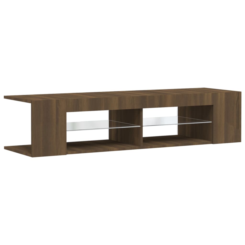 Modern Wooden TV Tele Stand Unit Cabinet With LED Lights & Storage Shelf