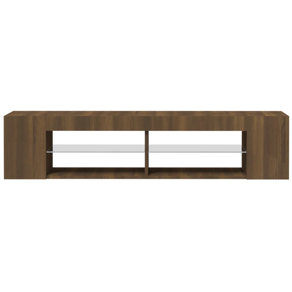 Modern Wooden TV Tele Stand Unit Cabinet With LED Lights & Storage Shelf