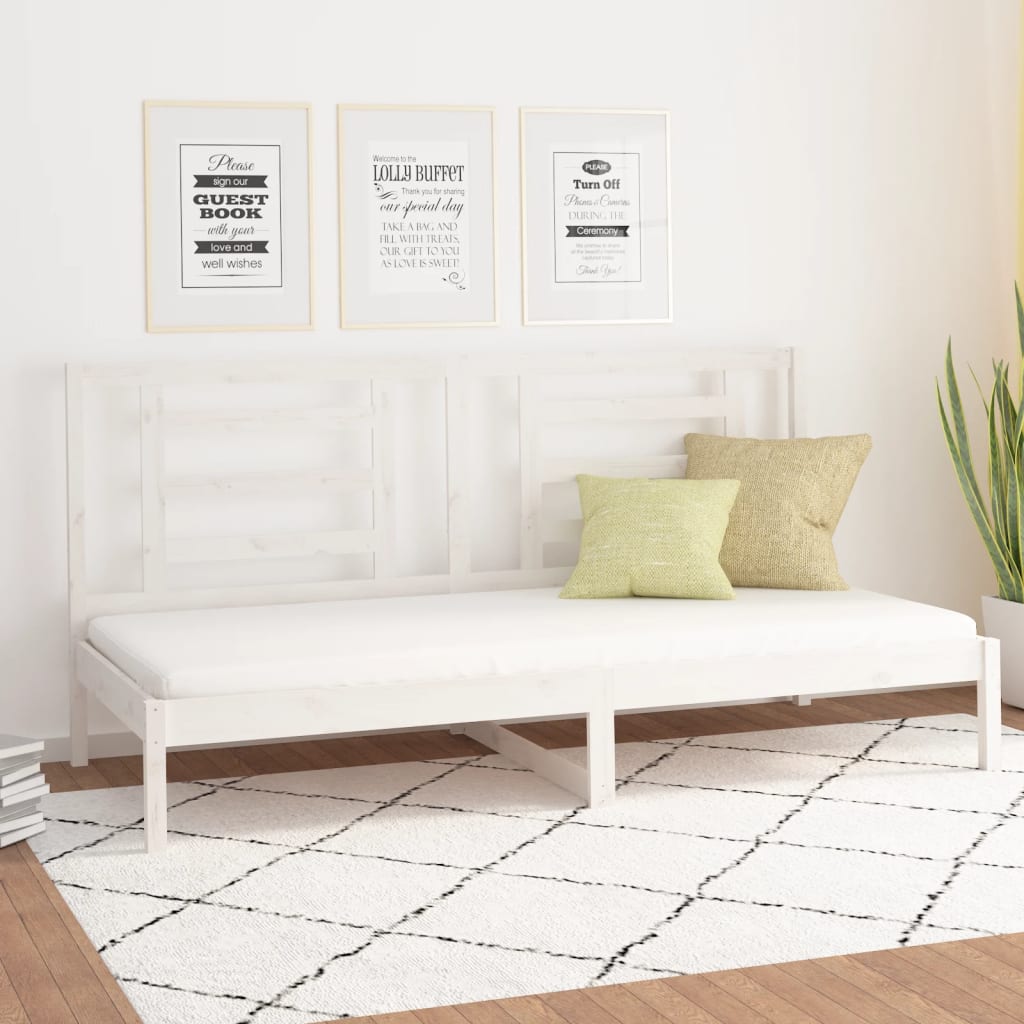 Day Bed without Mattress White 90x200 cm Solid Wood Pine