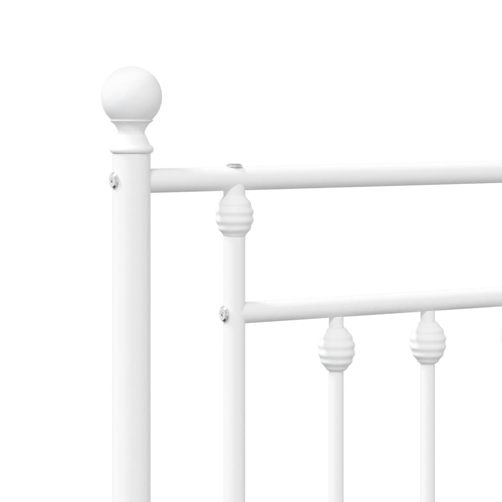 Metal Bed Frame without Mattress with Footboard White 107x203cm