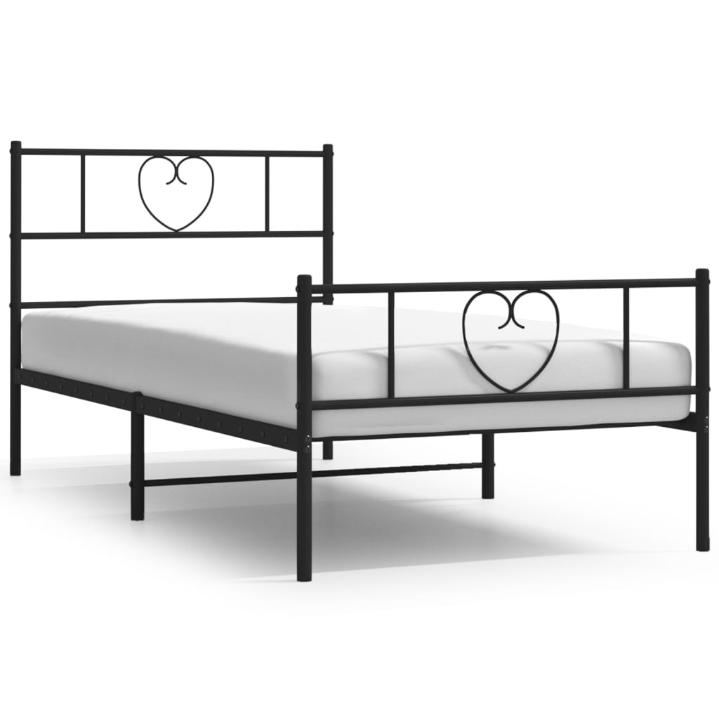 Metal Bed Frame without Mattress with Footboard Black 100x200cm